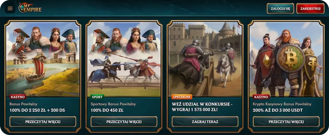 wszystkie bonusy w kasynie myempire